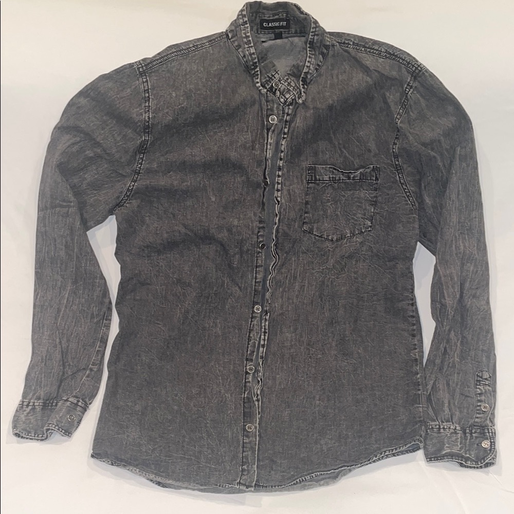 Carbon Gray Casual Button Down Shirt
